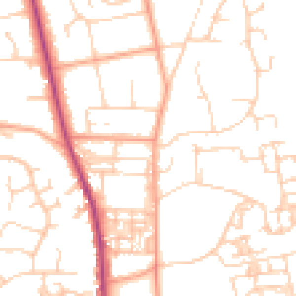 Daytime road noise heatmap for PO19 6BS