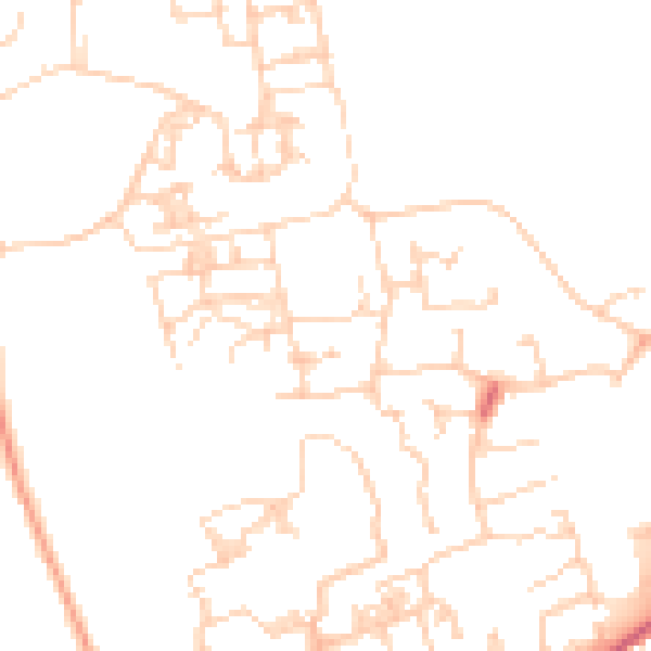 Daytime road noise heatmap for PO19 6EP