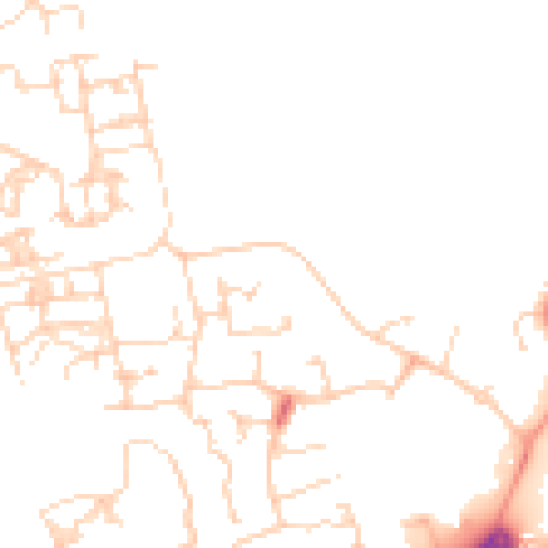 Daytime road noise heatmap for PO19 6FZ