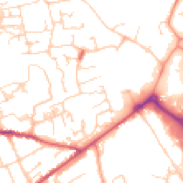 Daytime road noise heatmap for PO19 6GG