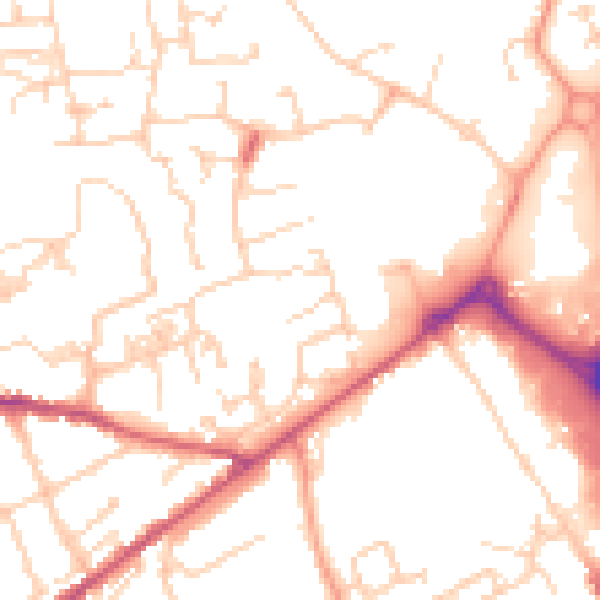 Daytime road noise heatmap for PO19 6GW