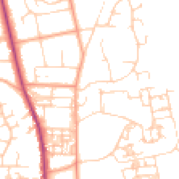Daytime road noise heatmap for PO19 6TT