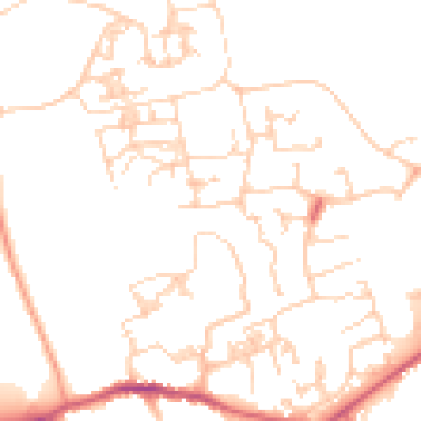 Daytime road noise heatmap for PO19 6UL