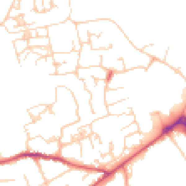 Daytime road noise heatmap for PO19 6US