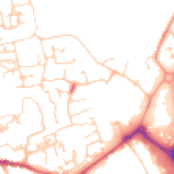 Daytime road noise heatmap for PO19 6UX