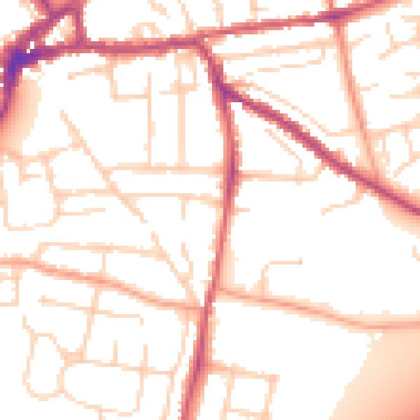 Daytime road noise heatmap for PO19 7AD