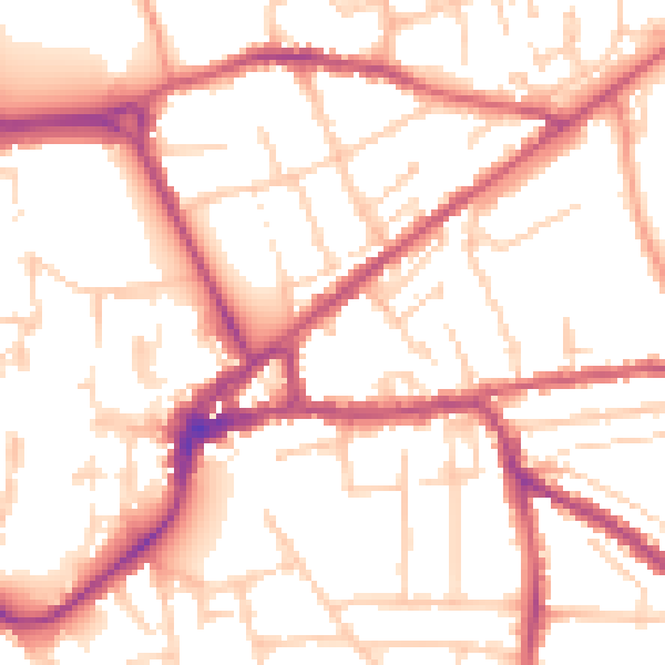Daytime road noise heatmap for PO19 7AJ