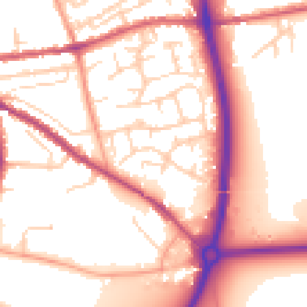 Daytime road noise heatmap for PO19 7DE