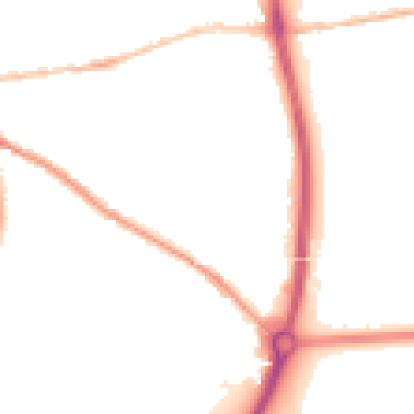 Night-time road noise heatmap for PO19 7DE