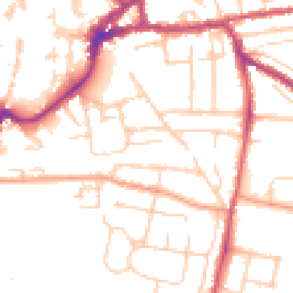 Daytime road noise heatmap for PO19 7DX