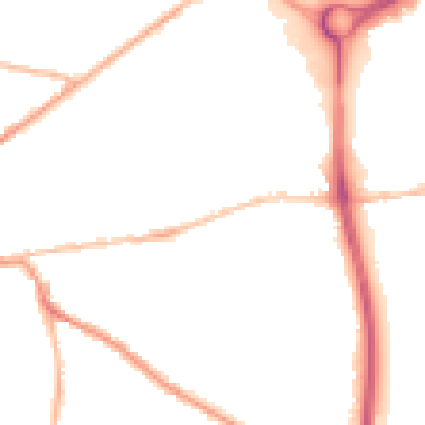 Night-time road noise heatmap for PO19 7EW