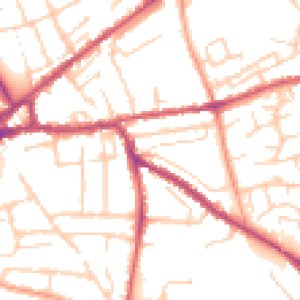 Daytime road noise heatmap for PO19 7FS