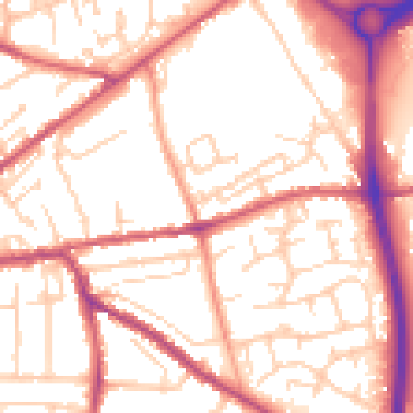 Daytime road noise heatmap for PO19 7GJ