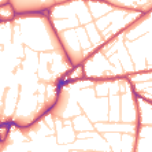 Daytime road noise heatmap for PO19 7GT