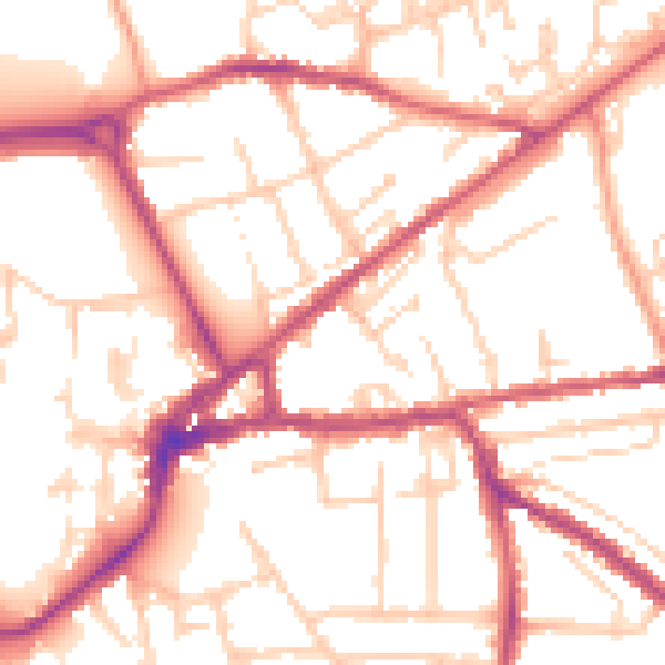 Daytime road noise heatmap for PO19 7HJ