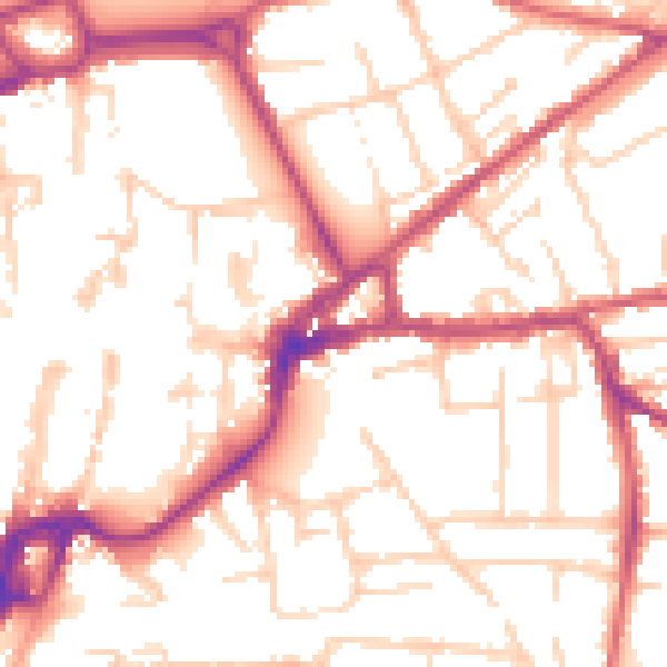 Daytime road noise heatmap for PO19 7JL