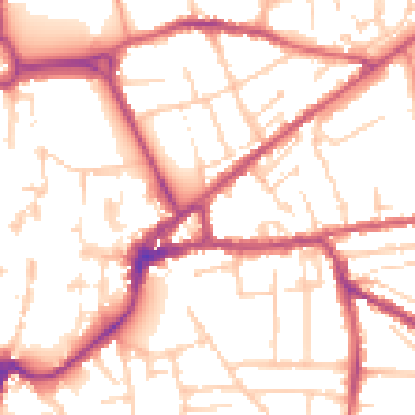 Daytime road noise heatmap for PO19 7LD