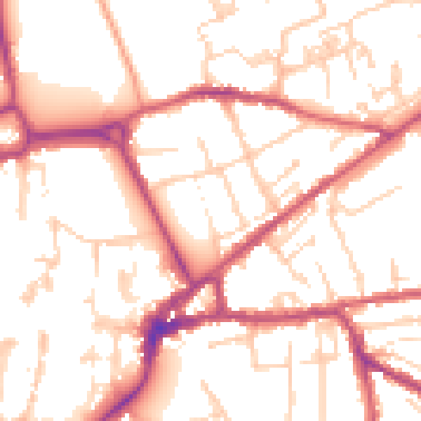 Daytime road noise heatmap for PO19 7LX
