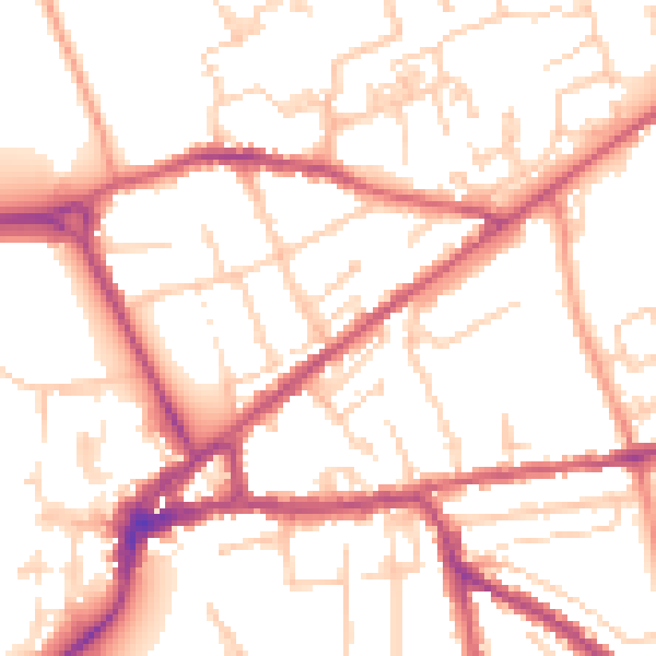 Daytime road noise heatmap for PO19 7NG