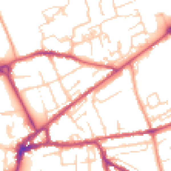 Daytime road noise heatmap for PO19 7NJ