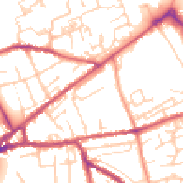 Daytime road noise heatmap for PO19 7NR