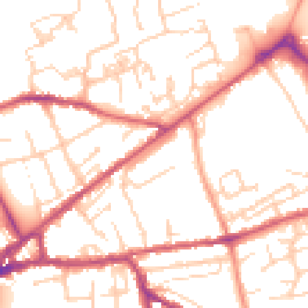 Daytime road noise heatmap for PO19 7NW