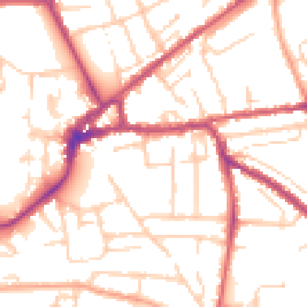 Daytime road noise heatmap for PO19 7PA