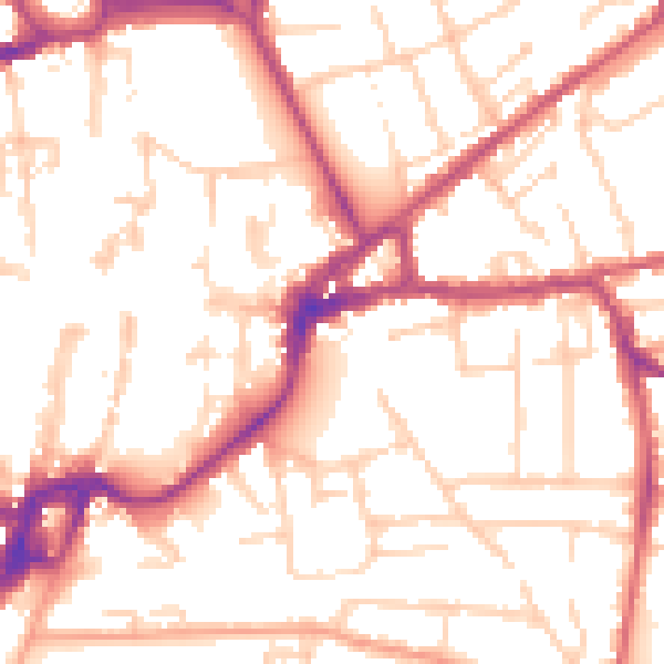 Daytime road noise heatmap for PO19 7UD