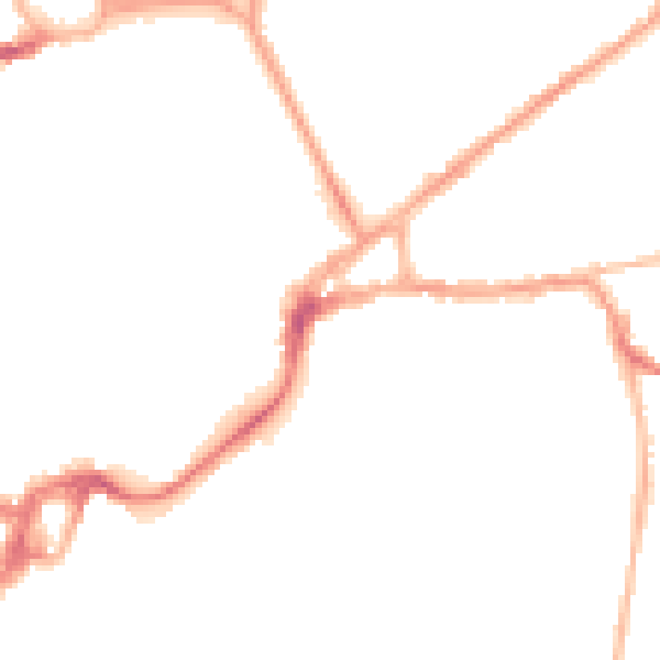 Night-time road noise heatmap for PO19 7UD
