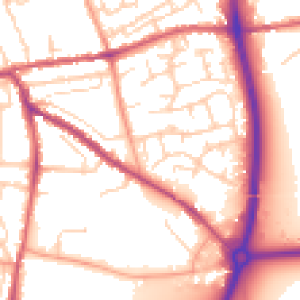 Daytime road noise heatmap for PO19 7XE