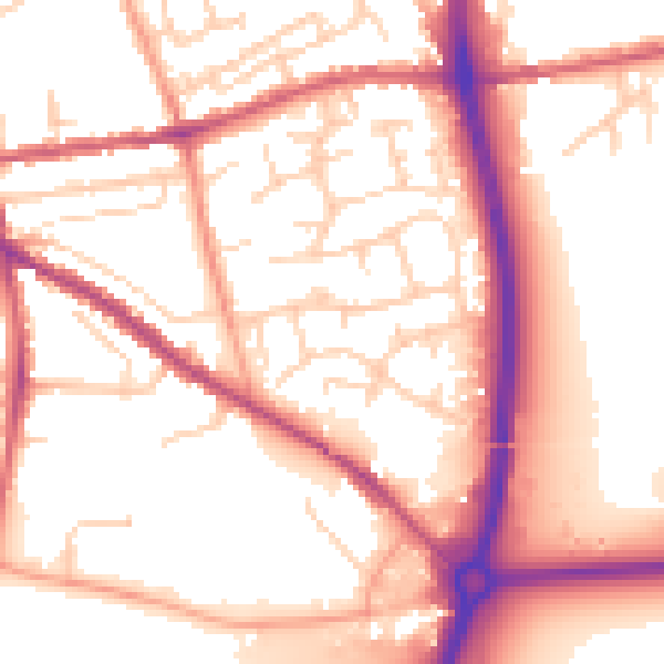 Daytime road noise heatmap for PO19 7XQ