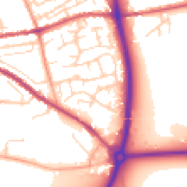 Daytime road noise heatmap for PO19 7YB