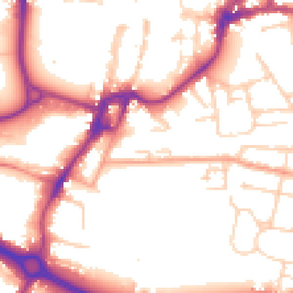 Daytime road noise heatmap for PO19 8AQ