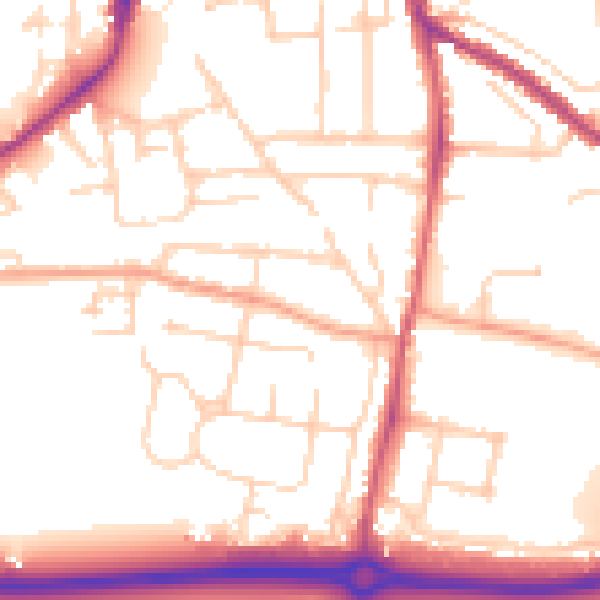 Daytime road noise heatmap for PO19 8AY