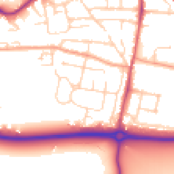 Daytime road noise heatmap for PO19 8BJ