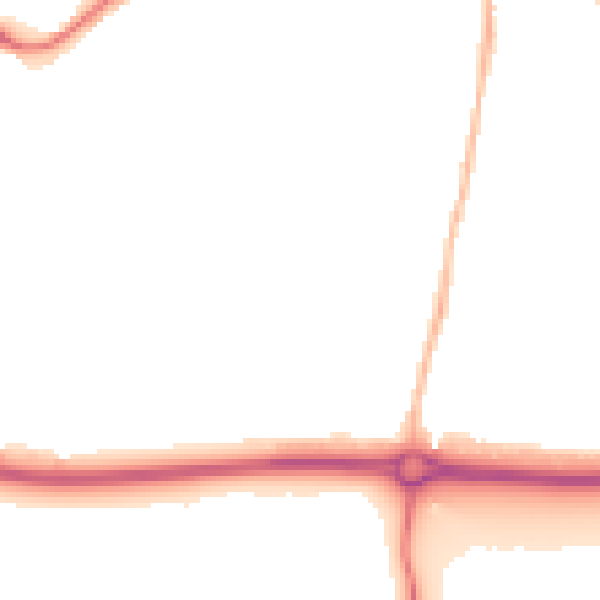 Night-time road noise heatmap for PO19 8BJ