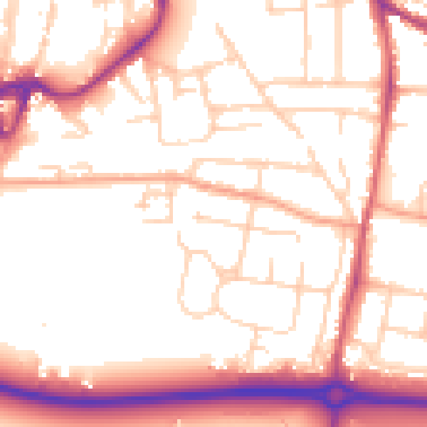 Daytime road noise heatmap for PO19 8DA