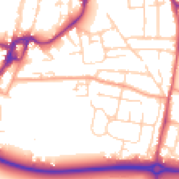 Daytime road noise heatmap for PO19 8DE