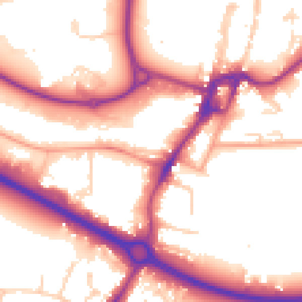 Daytime road noise heatmap for PO19 8DR