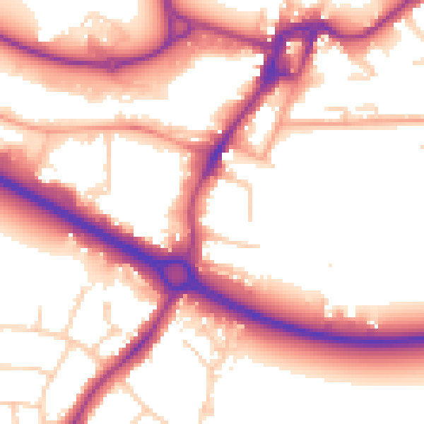 Daytime road noise heatmap for PO19 8ES