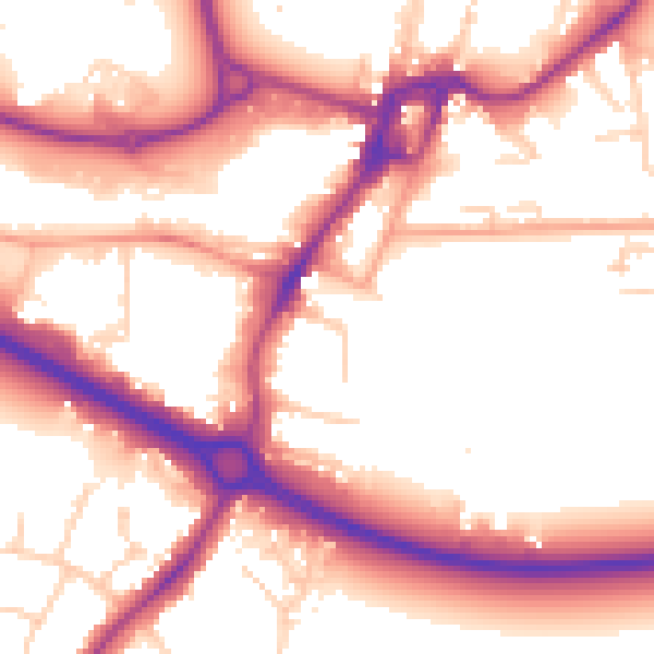Daytime road noise heatmap for PO19 8FD