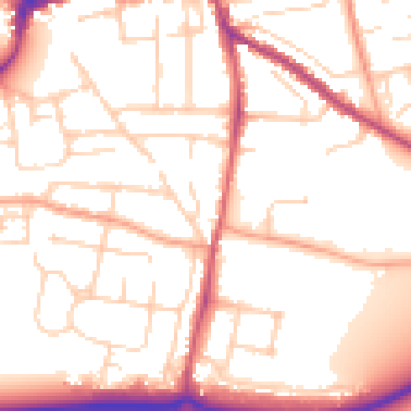 Daytime road noise heatmap for PO19 8FZ