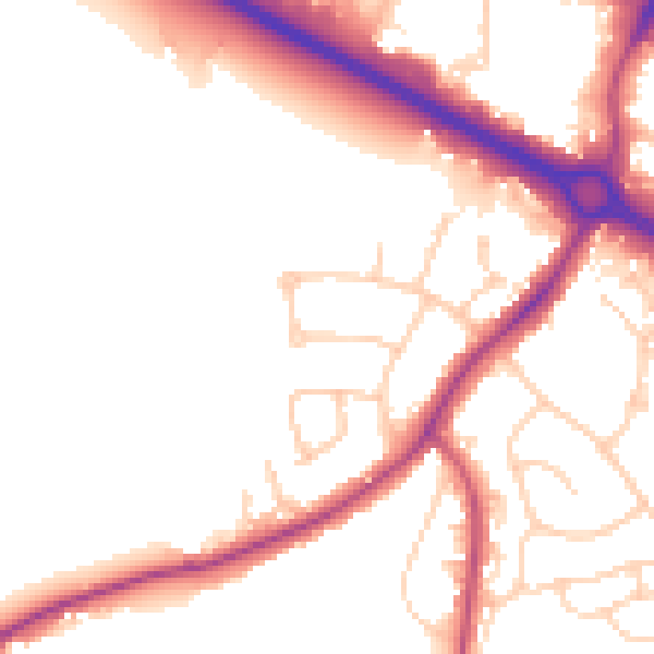 Daytime road noise heatmap for PO19 8RF