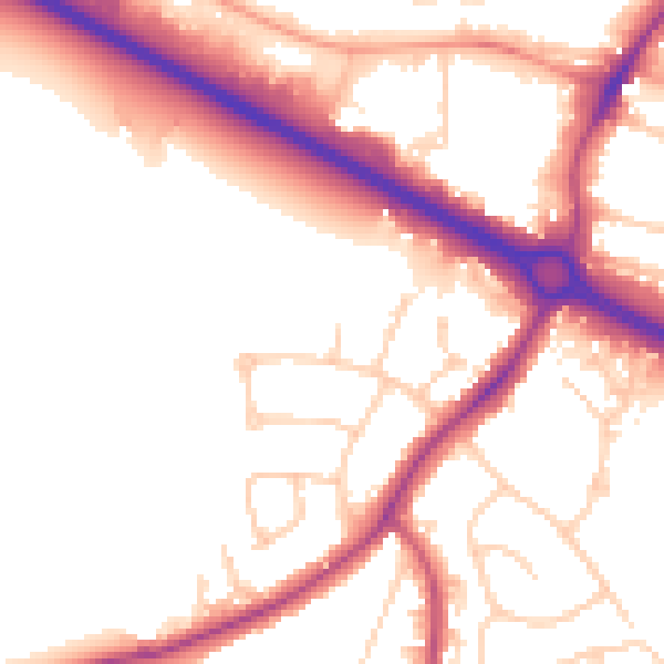 Daytime road noise heatmap for PO19 8RQ
