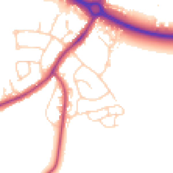 Daytime road noise heatmap for PO19 8RZ