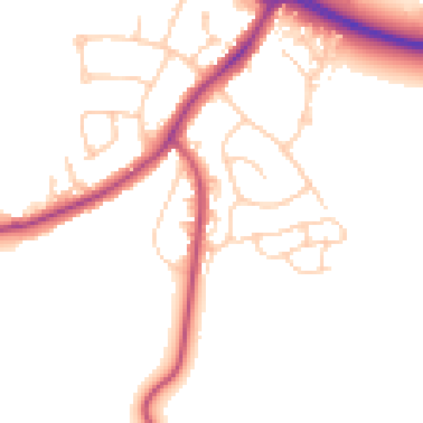 Daytime road noise heatmap for PO19 8ST