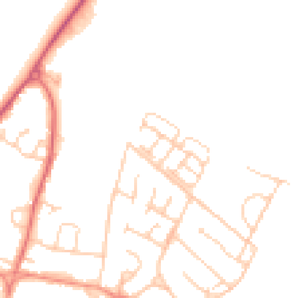 Daytime road noise heatmap for PO20 0BQ