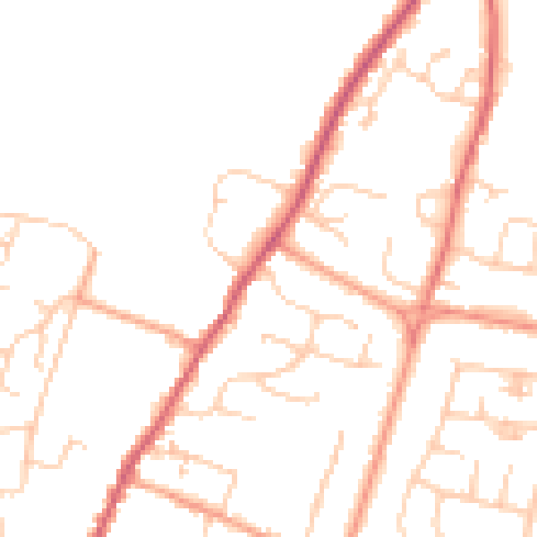 Daytime road noise heatmap for PO20 0FT