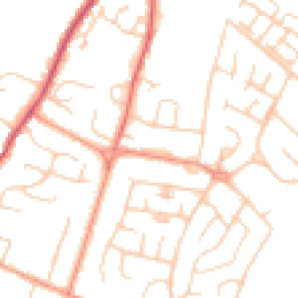 Daytime road noise heatmap for PO20 0LT
