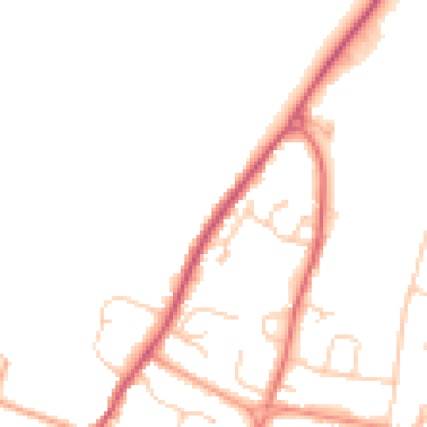 Daytime road noise heatmap for PO20 0NQ